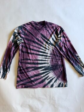 PINK Victoria's Secret Purple & Black Tie-Dye Crew Tee